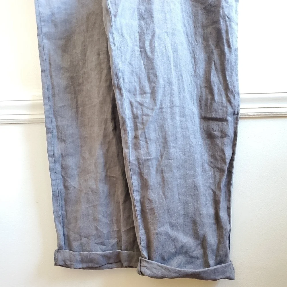 Zara 100% Linen Front Pocket Grey Boiler Jumpsuit Onesie NWT Size Small